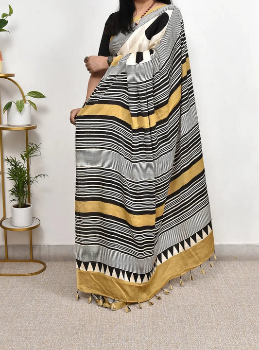 Ajrakh Modal Silk Saree