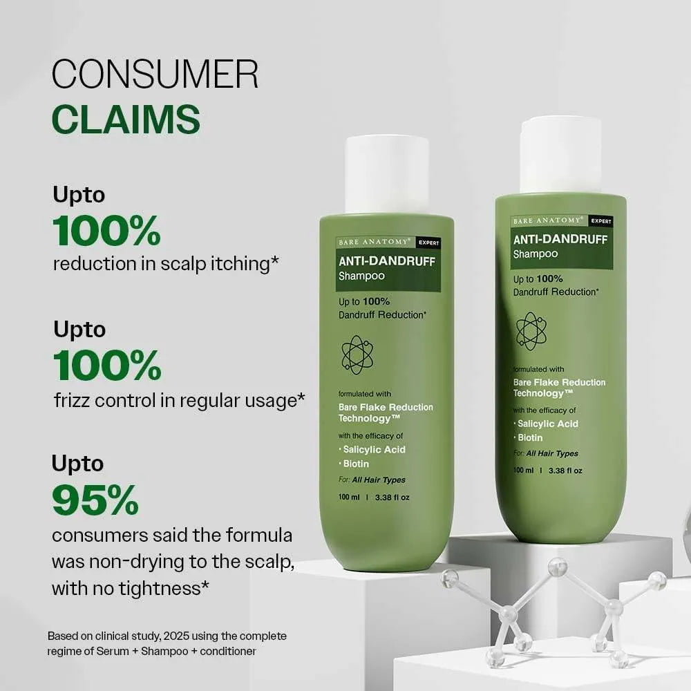 Pack of 2 Anti-Dandruff Shampoo | Up To 100% Dandruff Reduction | ZPTO-Free | pH 5.3 | Salicylic Acid, Piroctone Olamine &amp; Biotin | Non-Drying Formula | For Strong, Smooth Hair | Unisex&nbsp;